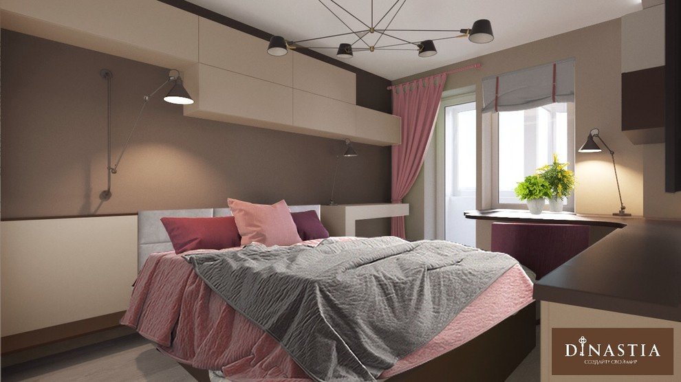 Шоколадно-розовая спальня