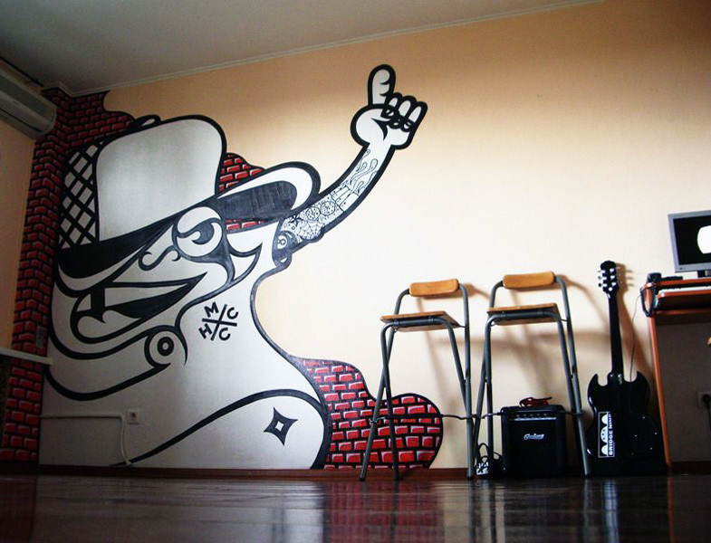 Обложка проекта: Граффити в комнате музыканта