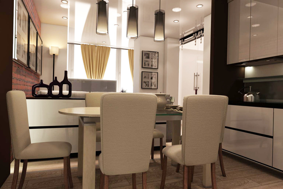 кухня-гостиная модерн с элементами лофт