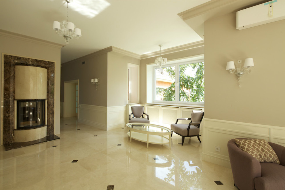 Загородный дом в Барвихе - гостиная, кухня и зал