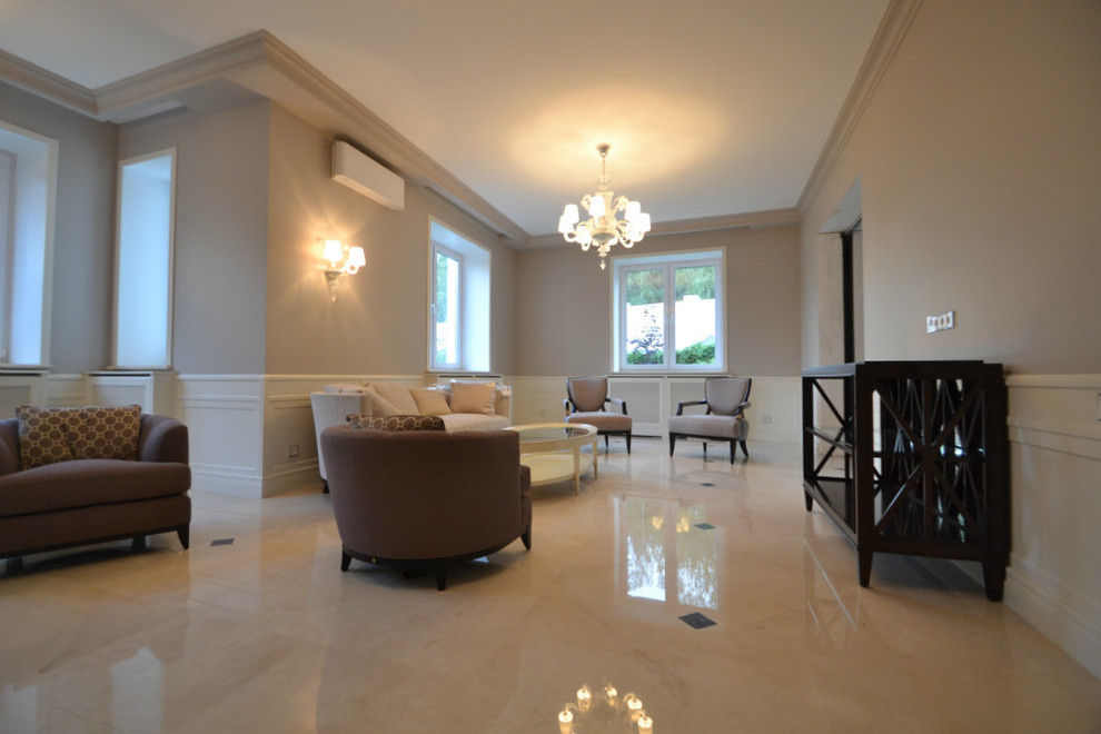 Загородный дом в Барвихе - гостиная, кухня и зал