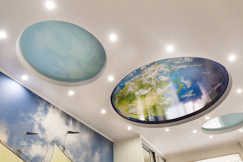 частный интерьер, потолок в молодежной комнате