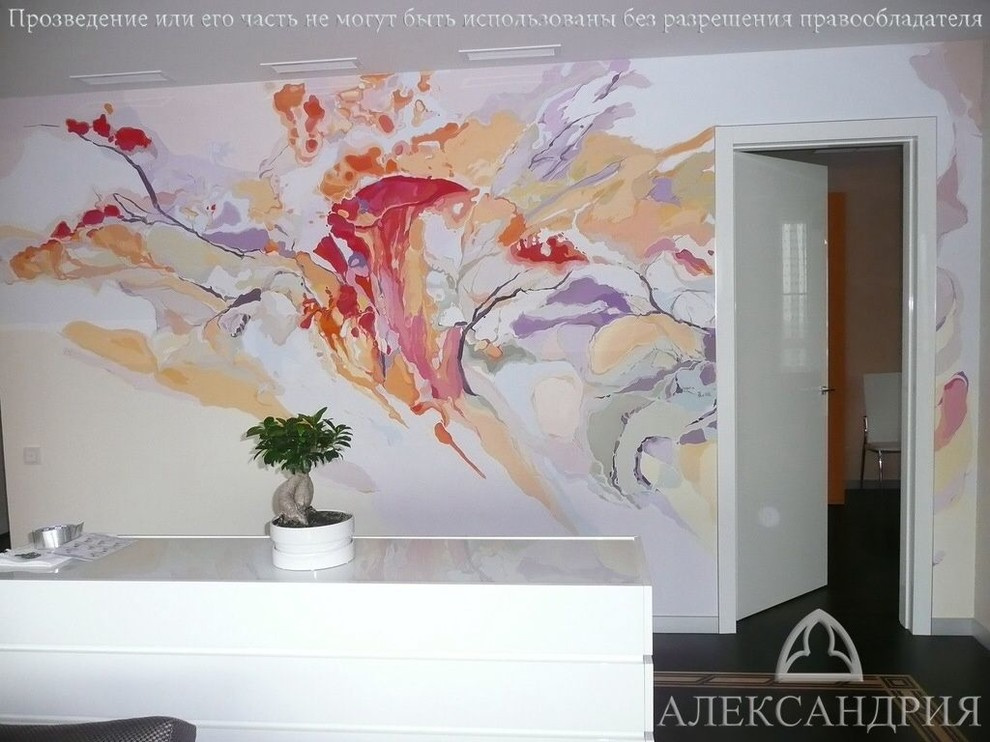 Декоративная роспись стен в абстрактном стиле.