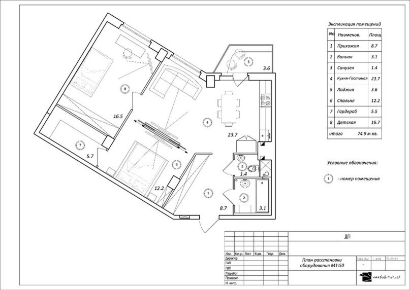 ул. Парашютная. Квартира 78.5м²