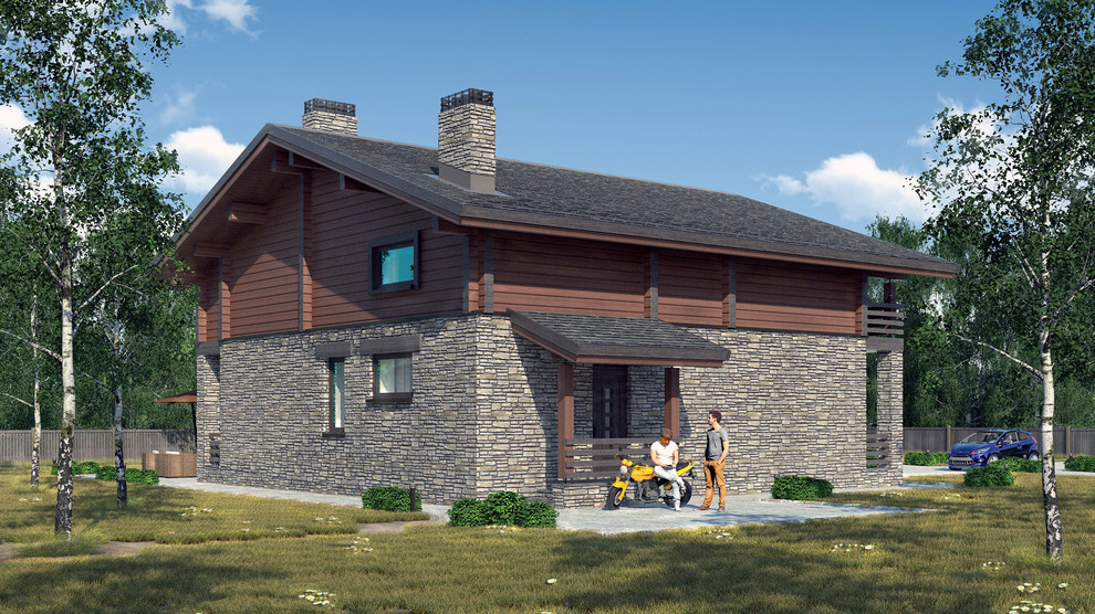 Визуализация дворовой фасад