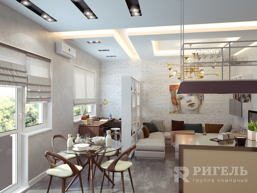 Зона гостиной и рабочего места