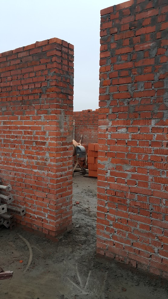 черновая кладка кирпичем и теплой керамикой