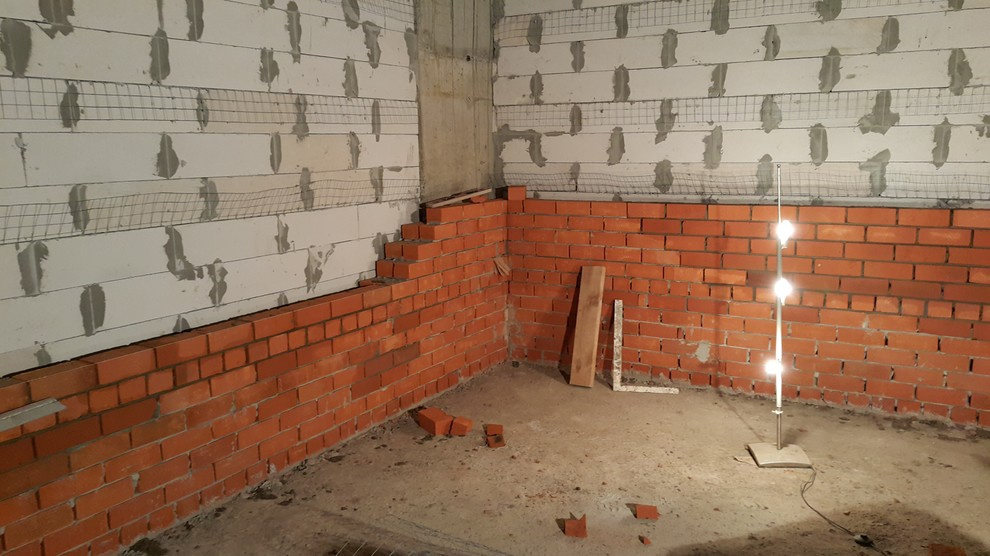 черновая кладка кирпичем и теплой керамикой