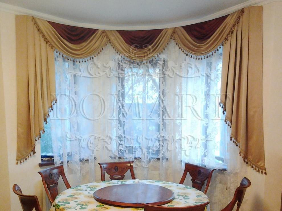 Шторы из шелка с ламбрекеном - Расторгуево