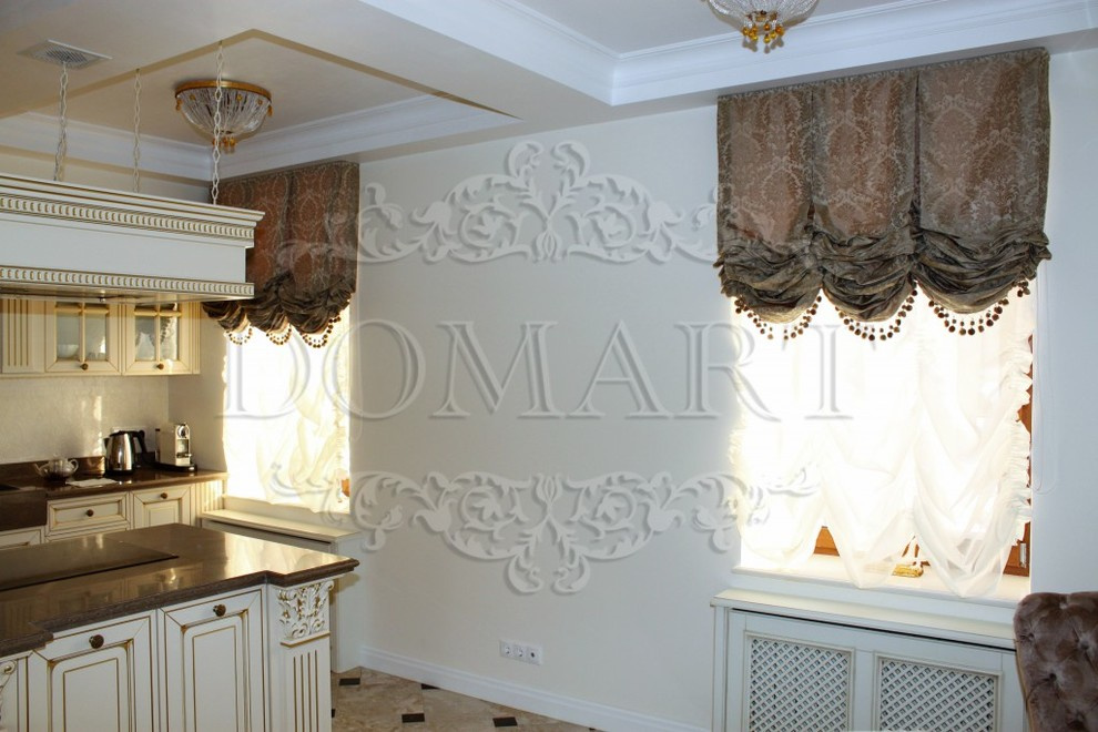 Лондонские шторы из шелка для кухни-столовой - Суханово