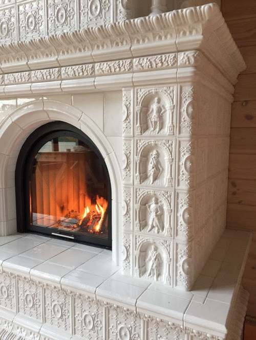 Обложка проекта: Камин белоснежный из коллекции изразцов "Реставрация"