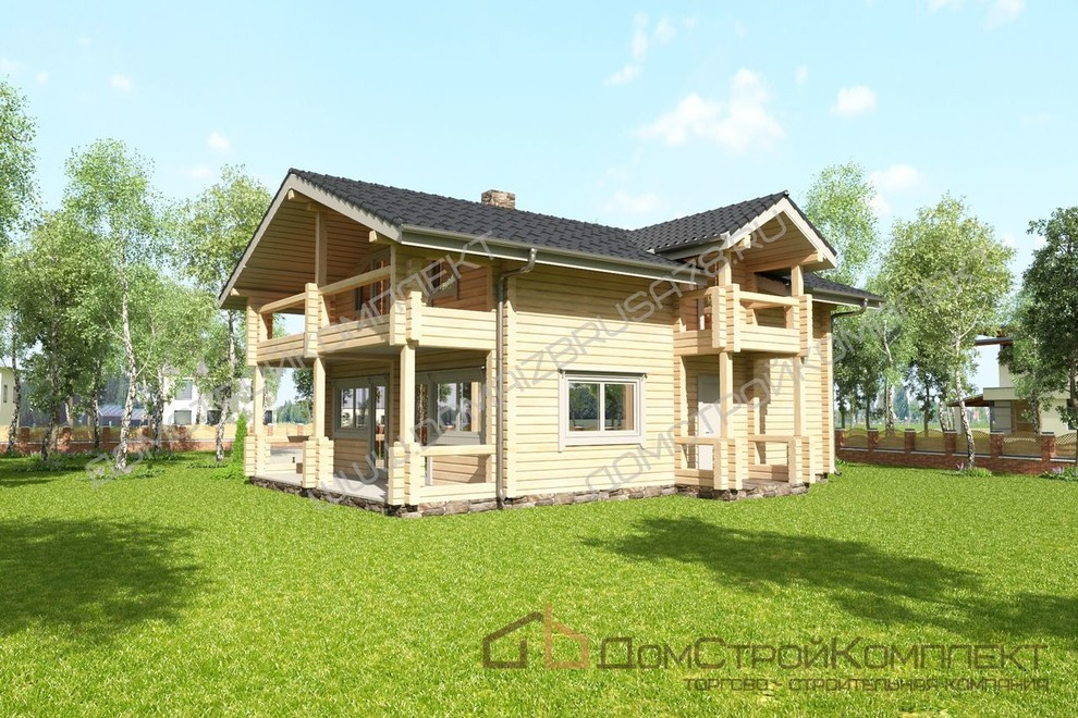 Дом из бруса с балконом