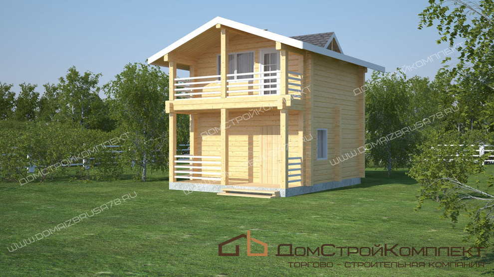 Деревянная баня с мансардой