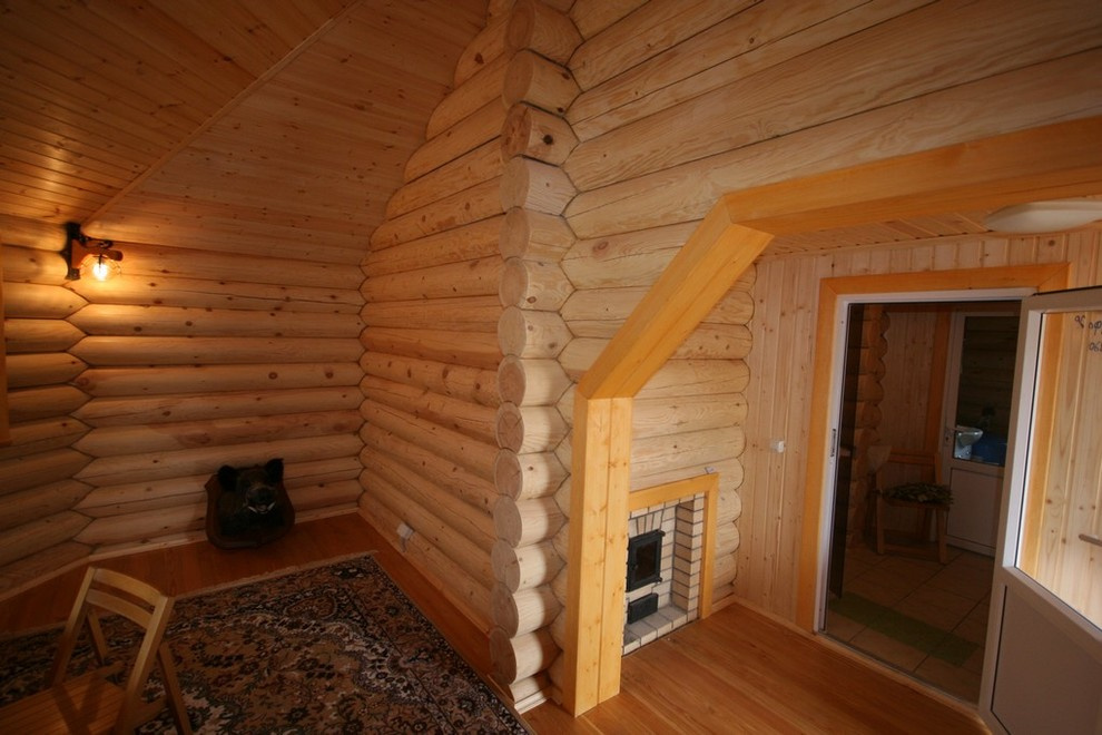 Баня из оцилиндрованного бревна "Песня"