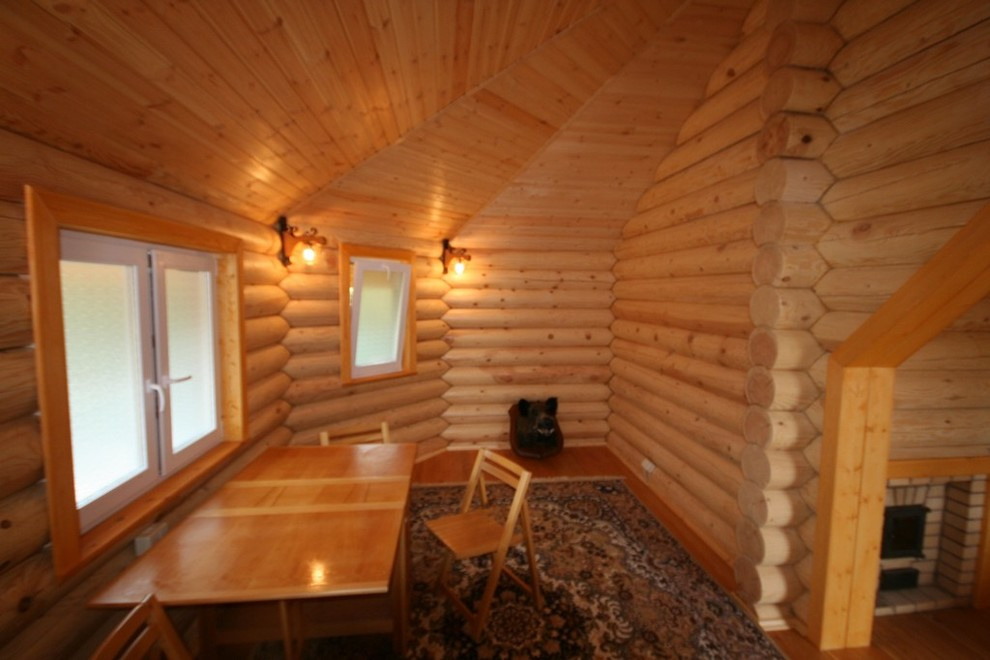 Баня из оцилиндрованного бревна "Песня"