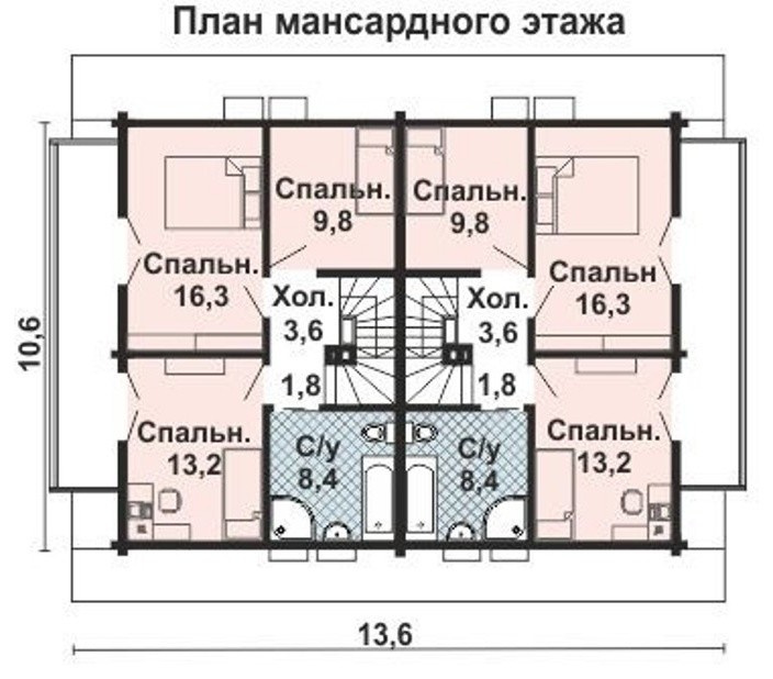 КБ-543 Дом для двух семей. Дом из клееного Бруса