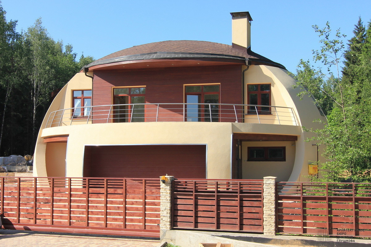 Загородный коттедж в форме шара (дом иглу), 280кв.м.