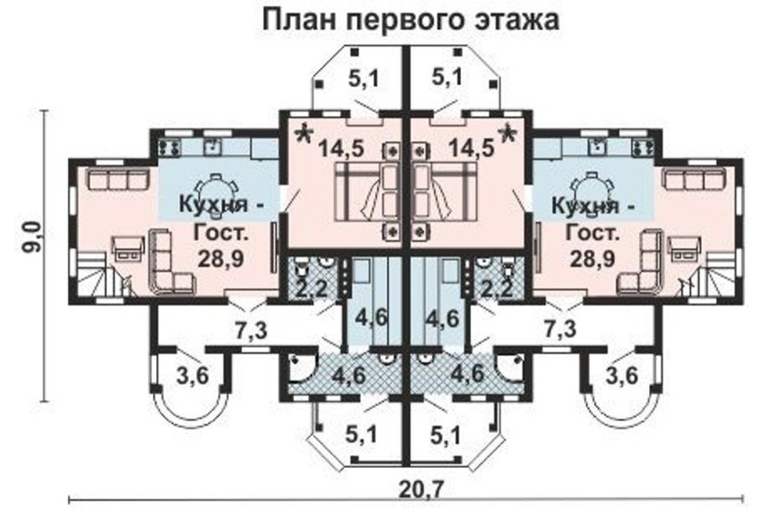 КБ-2239 Дом для двух семей. Дом из Бруса