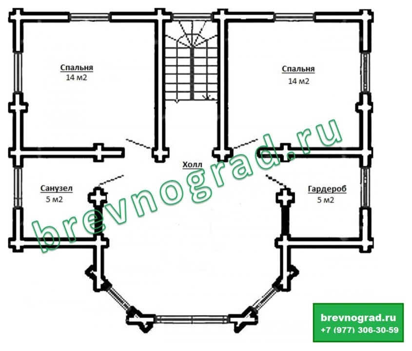 Красивый дом из оцилиндрованного бревна "Крокус" 132 м2