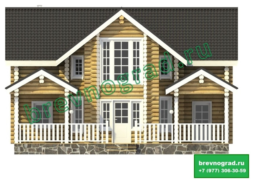 Красивый дом из оцилиндрованного бревна "Крокус" 132 м2