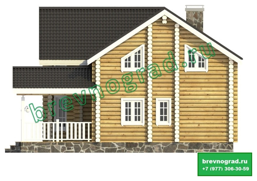 Красивый дом из оцилиндрованного бревна "Крокус" 132 м2