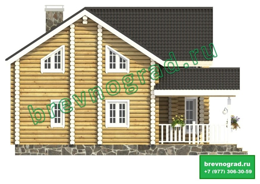 Красивый дом из оцилиндрованного бревна "Крокус" 132 м2