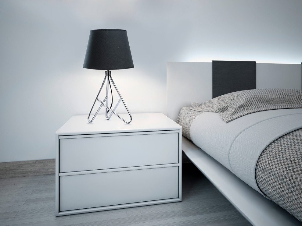 Оттенки серого в современной спальне в стиле минимализм