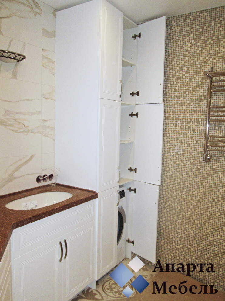 Мебель в ванную на заказ в стиле современная классика, матовая эмаль.