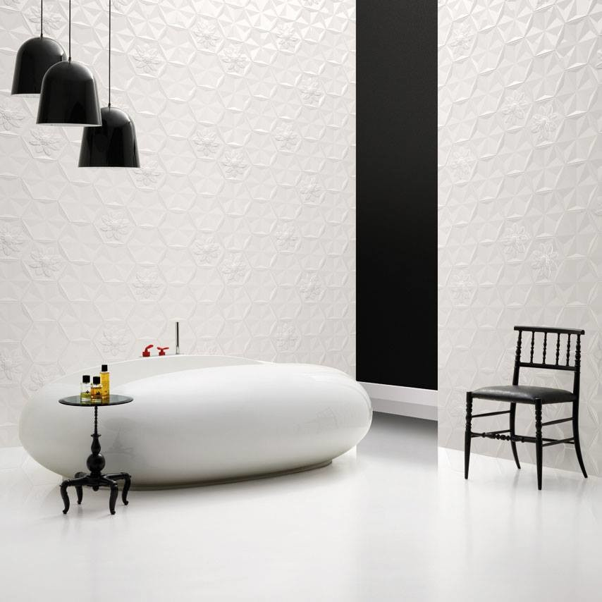 Объемна плитка геометрия для ванной и гостиной
