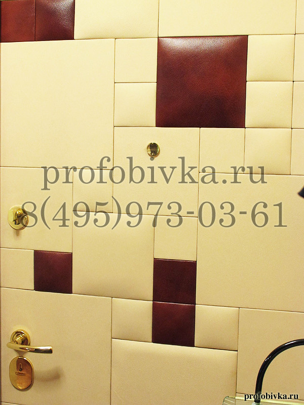 Дизайнерская отделка входной двери натуральной кожей