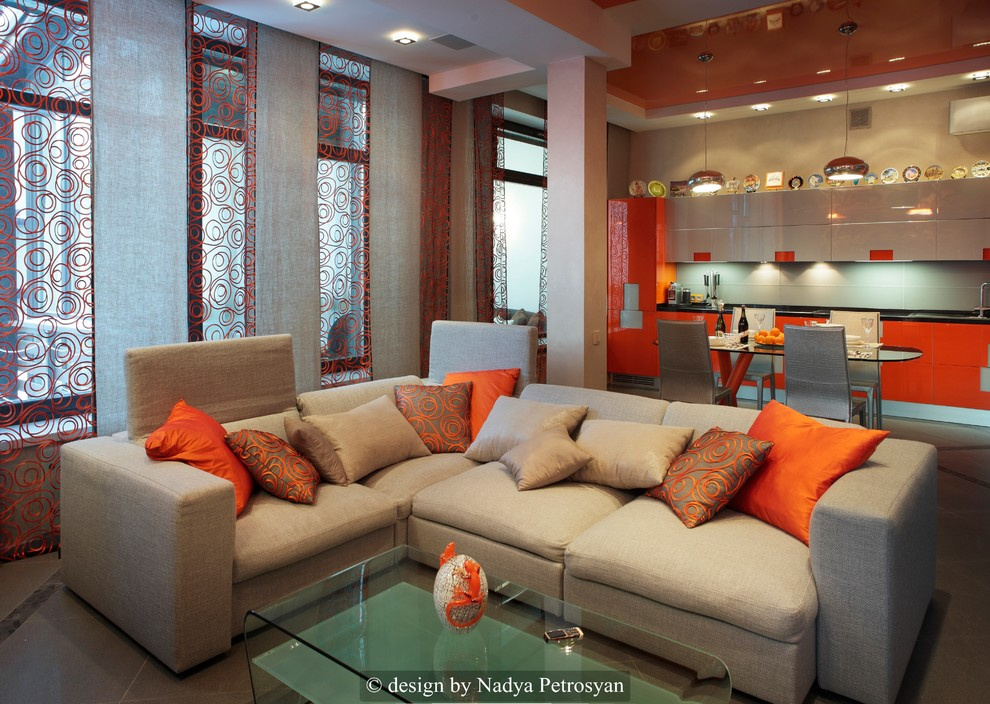 Роскошь стиля в цвете. Гостиная -кухня