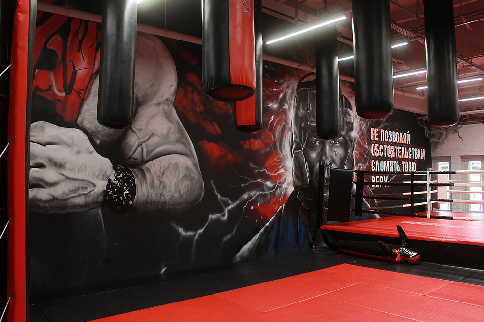 Граффити на стенах фитнес клуба (бойцовского клуба) Витязь файт
