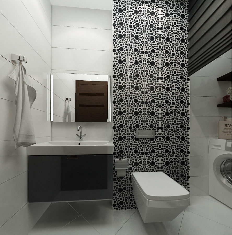 Сан узел в черно-белых красках