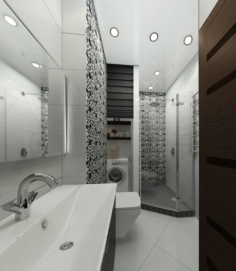 Сан узел в черно-белых красках