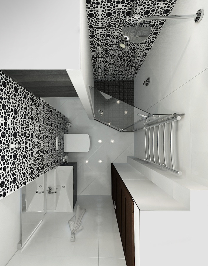 Сан узел в черно-белых красках