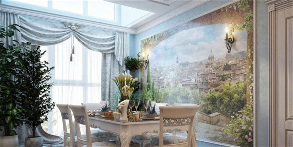 Фрески, пано, фотообои в интерьере!