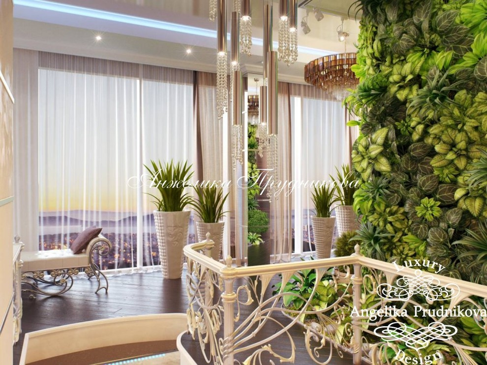 Дизайн интерьера пентхауса с лестницей в ЖК Дубровка в стиле Модерн