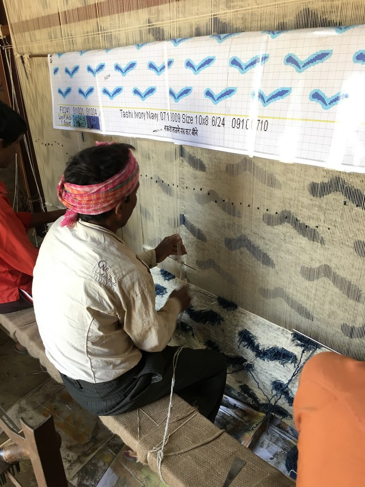 Процесс прядения ковра