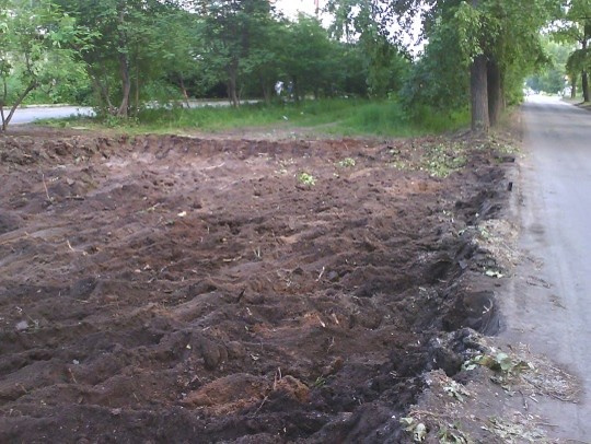 Автопарковка. Выемка плодородного слоя.