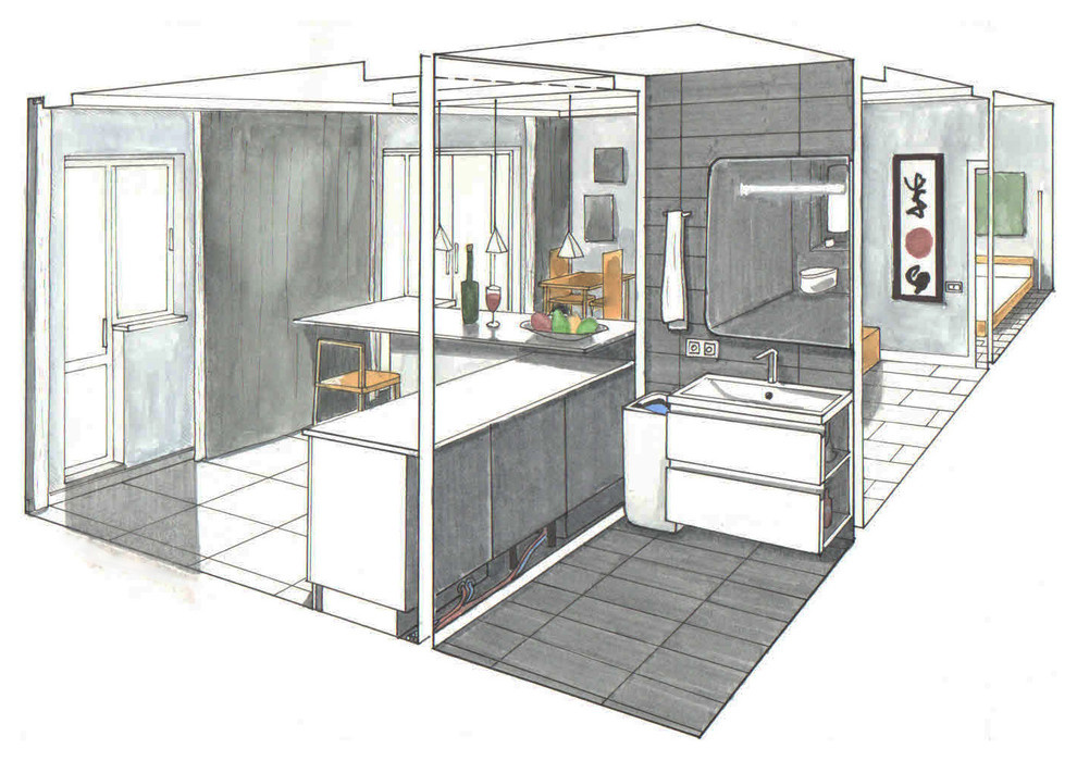 Сложный разрез квартиры