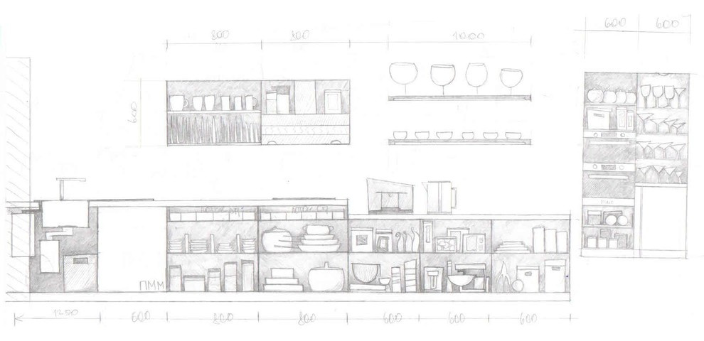 Эскиз наполнения кухонного гарнитура