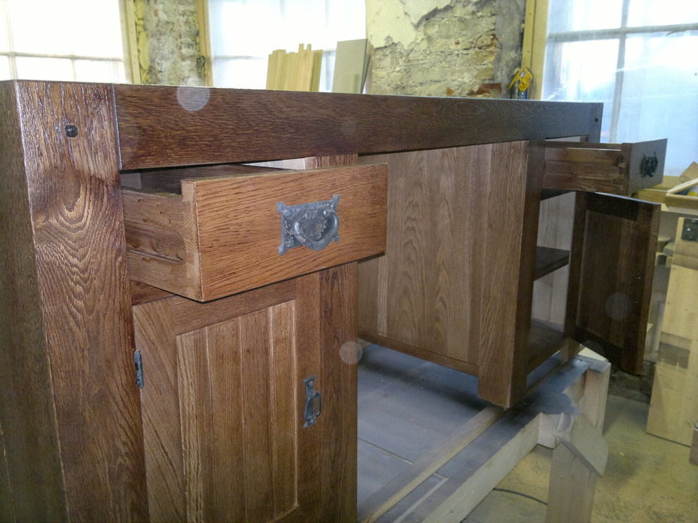 Original Rustic Solid Oak Computer Desk
