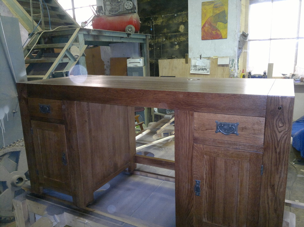 Original Rustic Solid Oak Computer Desk