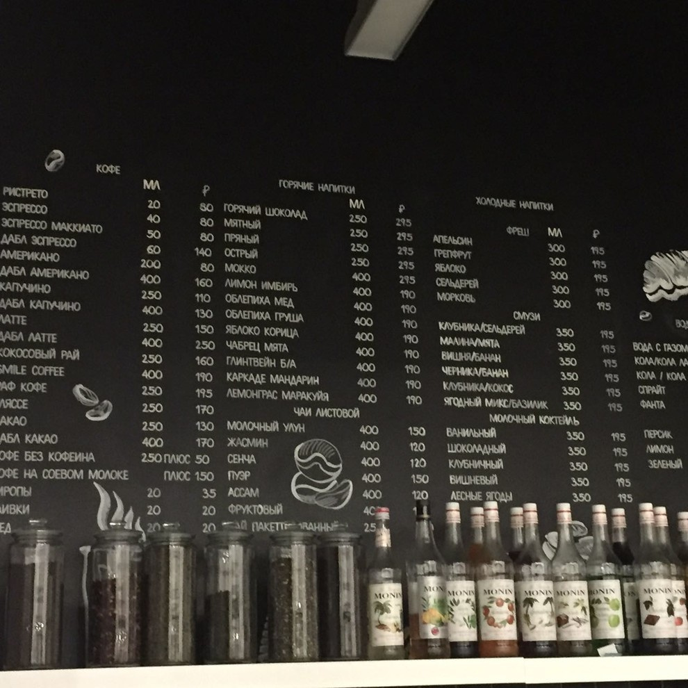 Обложка проекта: Роспись грифельных стен в сэндвич-баре COFFEE SMILE в Технопарке Сколково.