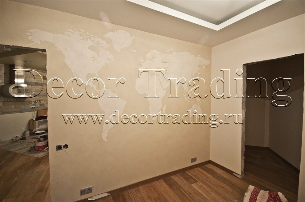 Карта мира с помощью трафарета