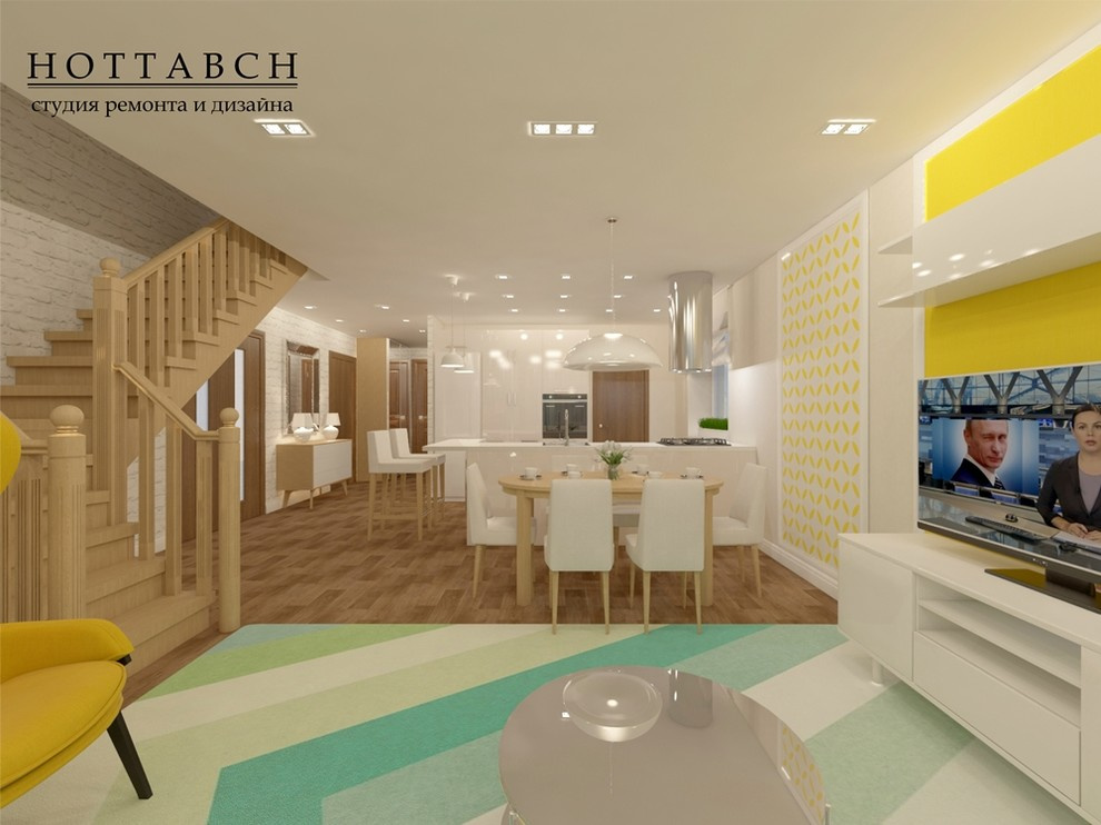 дизайн кухни-гостиной, коттедж д. Кусаковка, Нижегородская обл