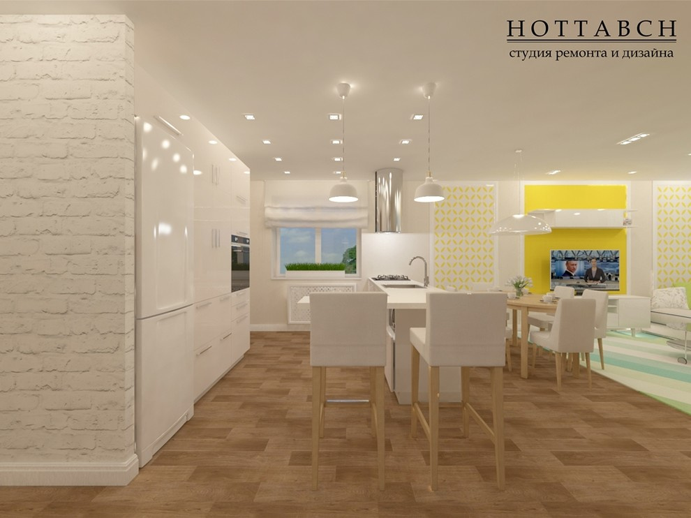 дизайн кухни-гостиной, коттедж д. Кусаковка, Нижегородская обл