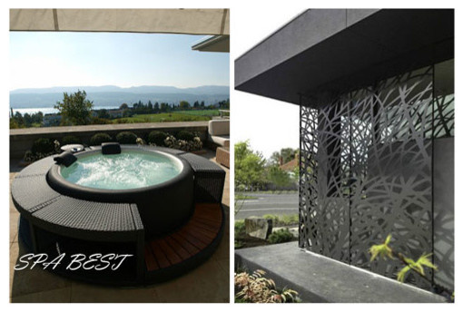 Круглый уличный мини бассейн на террасе