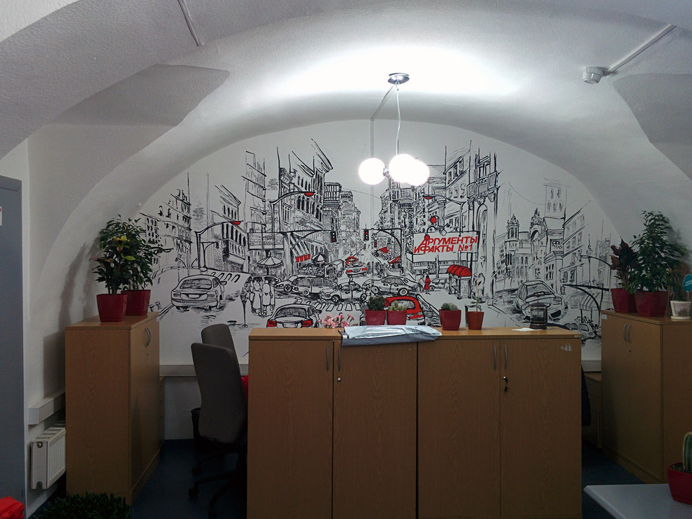 Художественная роспись стен в офисе «Аргументы и Факты»