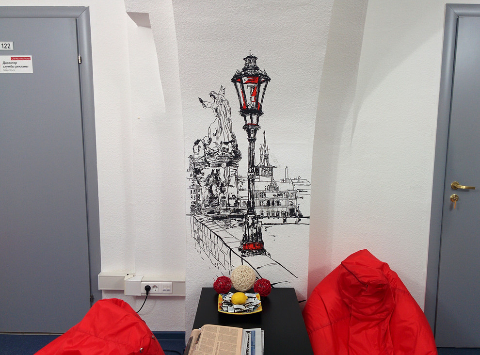 Художественная роспись стен в офисе «Аргументы и Факты»